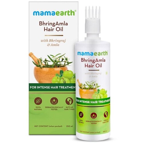 BHRING AMLA HAIR OIL with Bhringraj & Amla, Mamaearth (бринг амла масло для интенсивного лечения волос), 250 мл.