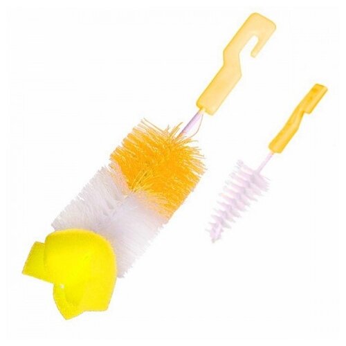 Бусинка Набор ершик с губкой + ершик для сосок (1005), с рождения, оранжевый