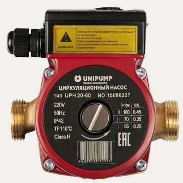 Изображение товара Насос циркуляционный UNIPUMP UPH 20-60 130 (0,1 кВт, PN10, Hmax 6 м, Qmax 58,3 л/мин, 1х230В)
