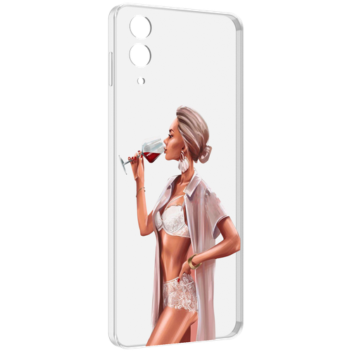 Чехол MyPads Девушка-с-вином женский для Samsung Galaxy Z Flip 4 (SM-F721) задняя-панель-накладка-бампер