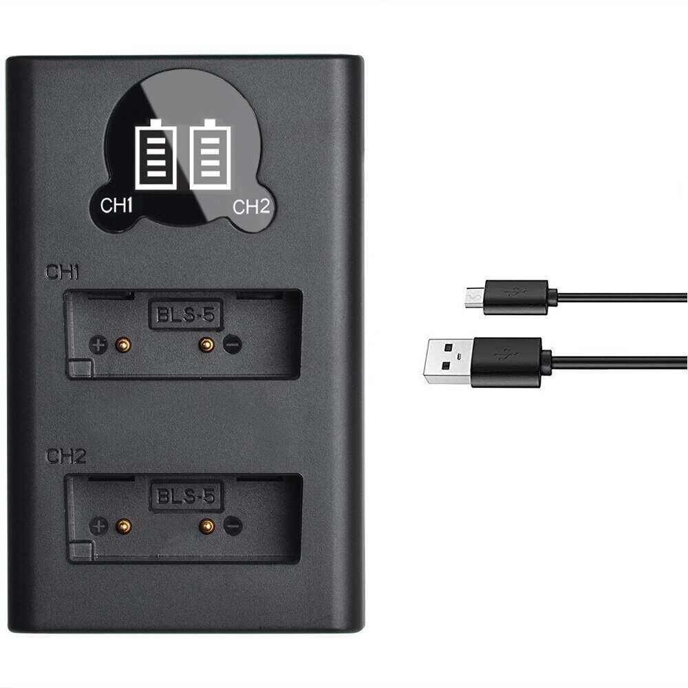 Двойное зарядное у-во DL-BLS5 Micro и C Type USB Charger с инфо индикатором