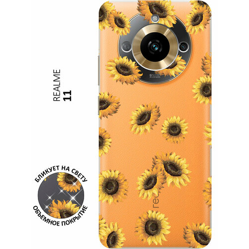 Силиконовый чехол с принтом Sunflowers для Realme 11 / Рилми 11 силиконовый чехол с принтом heart для realme 11 рилми 11