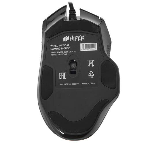 Мышь HIPER DRACO, игровая, оптическая, проводная, USB, черный [gmus-5000] - фото №19