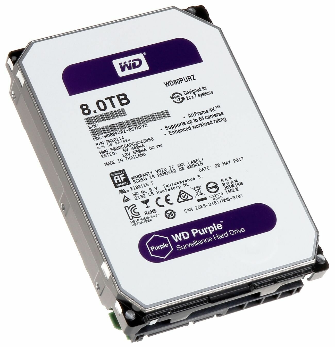 Жесткий диск WD Purple , 8Тб, HDD, SATA III, 3.5" - фото №11