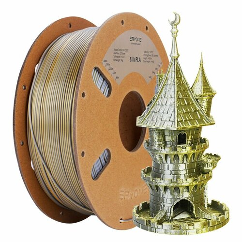 pla silk dual color 1 75 мм 1 кг eryone золотой фиолетовый PLA Silk Dual-Color 1,75 мм 1 кг (Eryone) Золотой - Серебряный