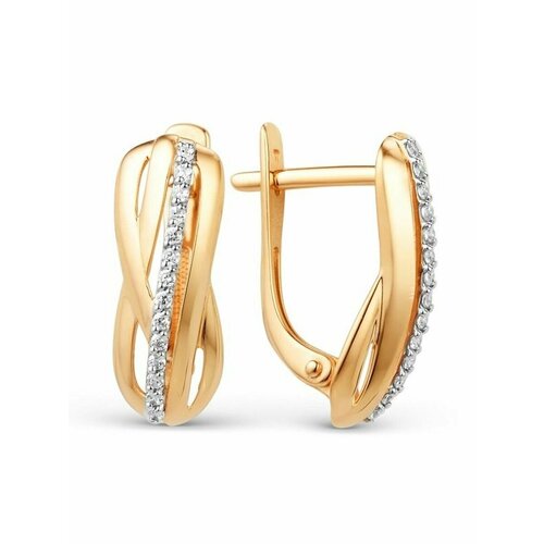 Серьги NOLA, красное золото, 585 проба, фианит, золотой