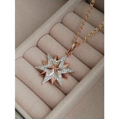 Подвеска, циркон, искусственный камень, золотистый