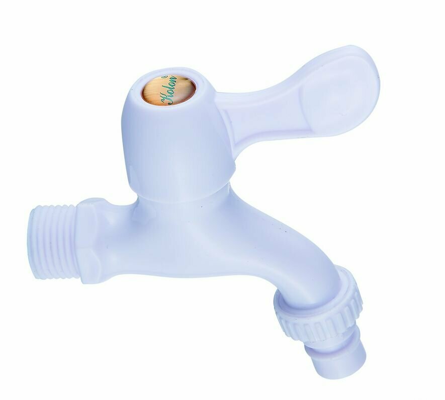 фото Кран водоразборный пластиковый Эверест В42-338 Белый монолитный на одну воду / моносмеситель