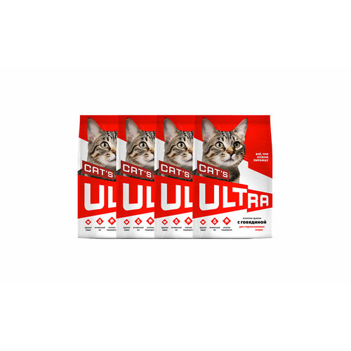 ULTRA Полнорационный сухой корм для стерилизованных кошек с говядиной 0,6 кг х 4 шт.