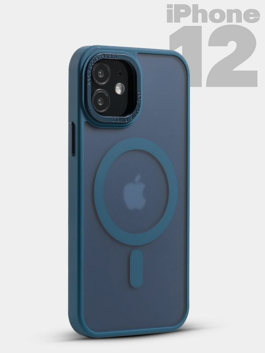 Чехол О'кейси, для iPhone 12, 12 Pro , MagSafe, прозрачный/синий