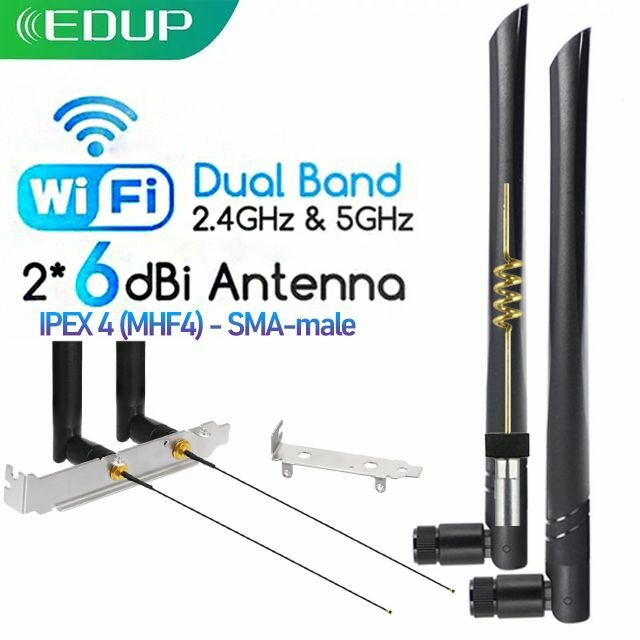 Антенна Wi-Fi 6dBi Dual Band 2.4/5 ГГц EDUP WiFi Antenna для модулей M.2 2230 NGFF