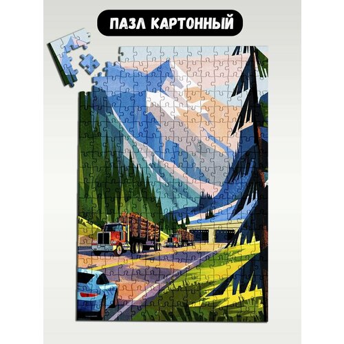 Пазл картонный 39,5х28 см, размер А3, 300 деталей, модель Пейзаж - 1983