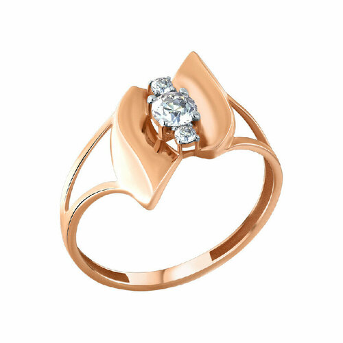 Кольцо АЛЕКСИ, красное золото, 585 проба, фианит, размер 18, золотой, красный