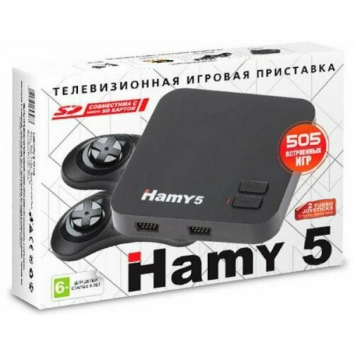 Игровая приставка 8 bit 16 bit Hamy 5 505 в 1 505 встроенных игр 2 геймпада USB кабель Классическая Черная 3730₽