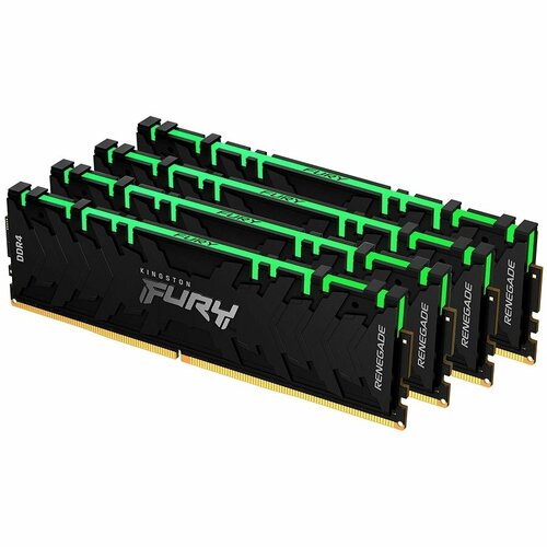 Оперативная память Kingston DRAM 32GB 3200MHz DDR4 CL16 DIMM Kit of 4 FURY Renegade RGB EAN 740617321760 12052₽