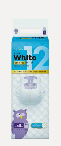 Изображение товара NEPIA Whito подгузники L размер (9-14 кг)тип: 12 часов 40шт/уп