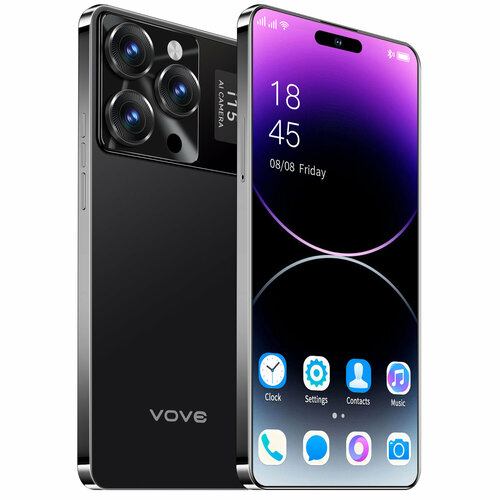 Смартфон на android с сим картой 674 дюймов с большим экраном i15 pro max 8 гб256 гб Черный 1255800₽