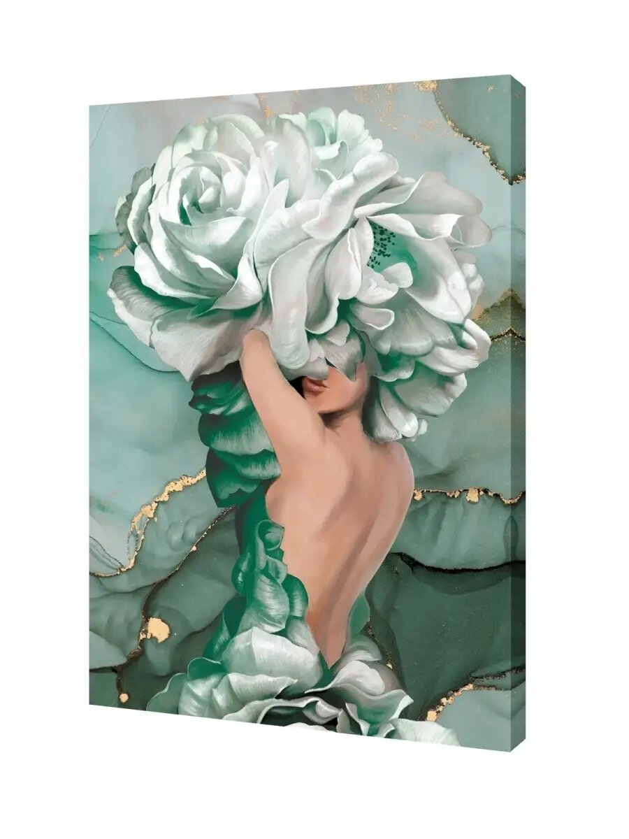 Интерьерная картина 50х70 см. Дама в пионах