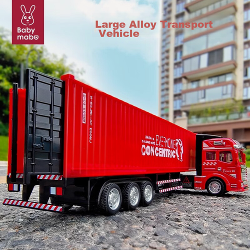 Изображение товара Mabao Shuangbao Alloy Container Truck Children's Toy Construction Vehicle, Boys' Large Truck Model, 3-6 Years Old, Birthday And New Year Gift