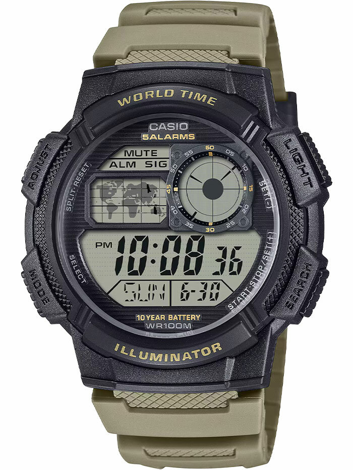 Наручные часы CASIO, серый, хаки, черный — фото 1