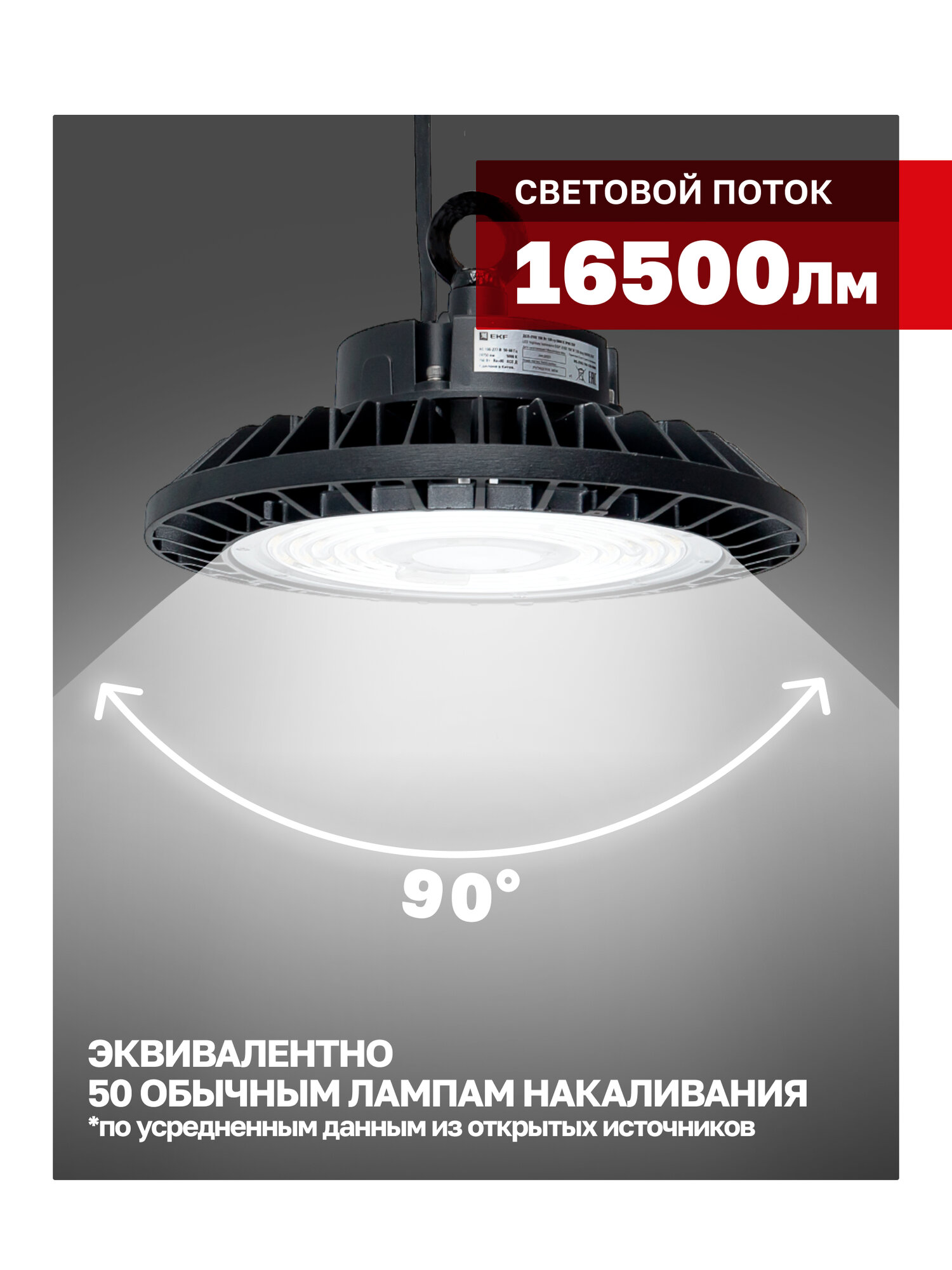Светильник светодиодный промышленный EKF для высоких пролетов ДСП-2101 100Вт 5000К IP65 — фото 1