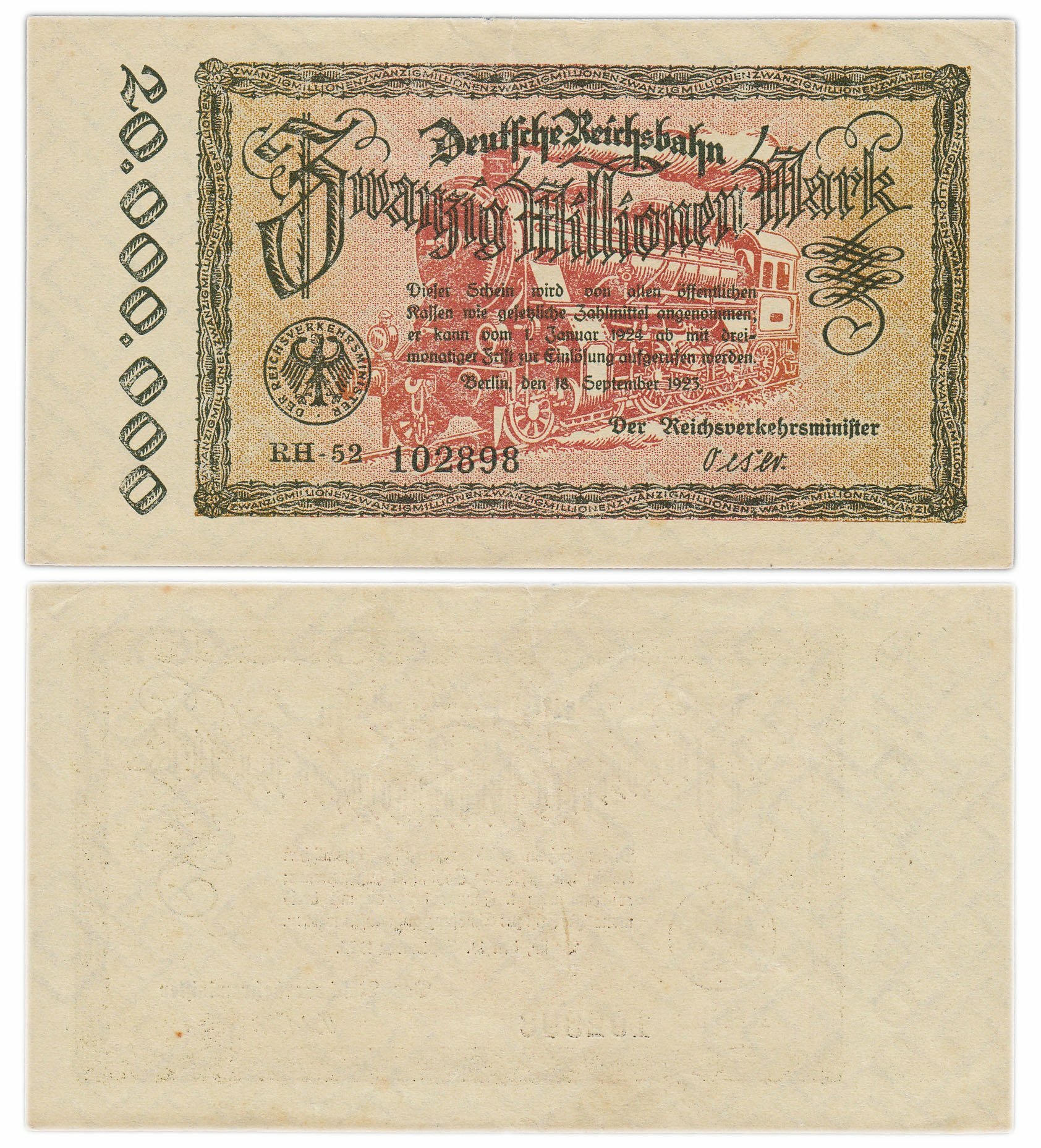 Германия 20 000 000 марок 1923 Pick S1015