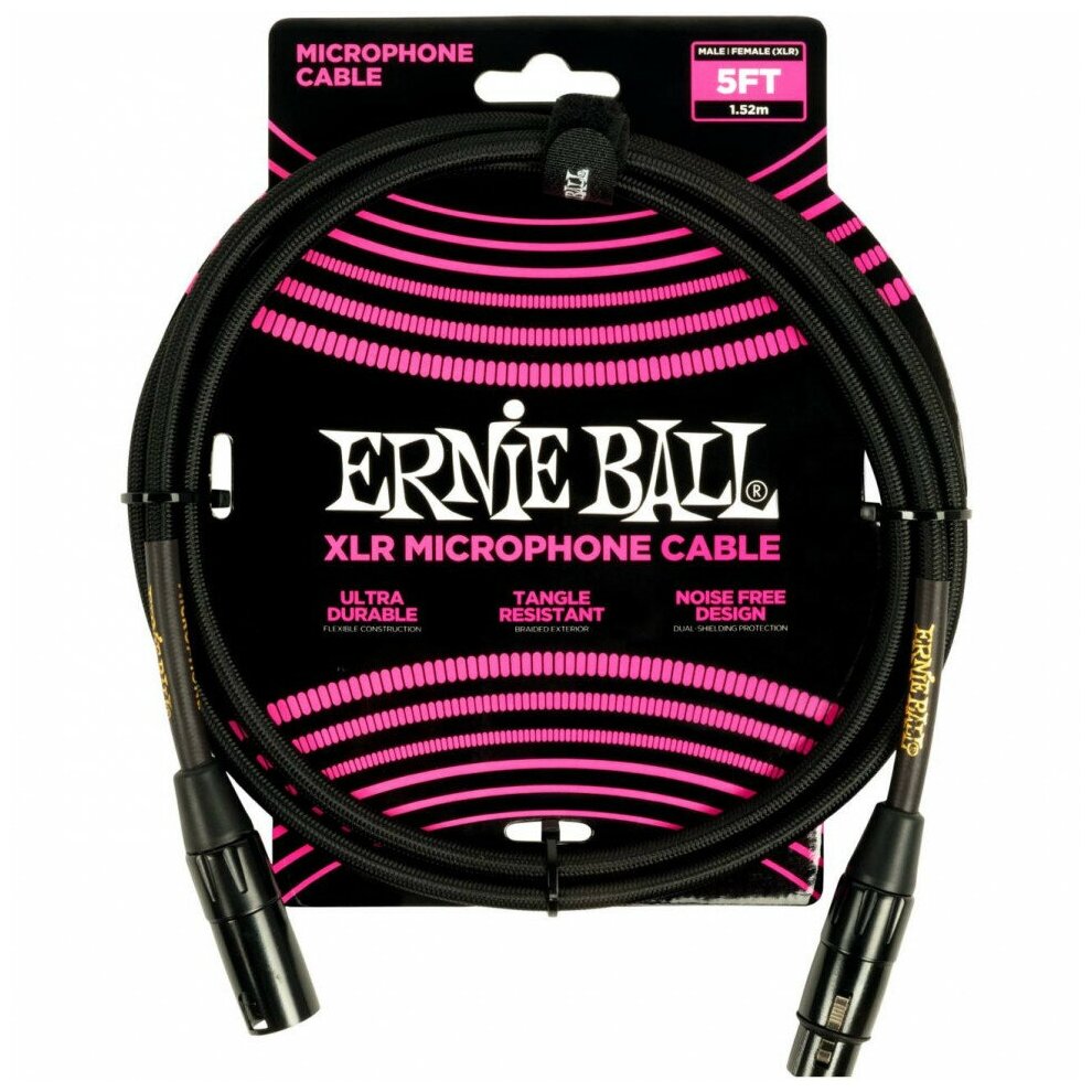 Кабель микрофонный ERNIE BALL 6390 разъем XLR - XLR, 1,52 м черного цвета