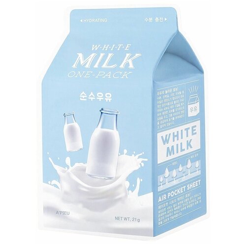 фото A'pieu маска тканевая с молочными протеинами и экстрактом алоэ white milk one-pack, 21 г