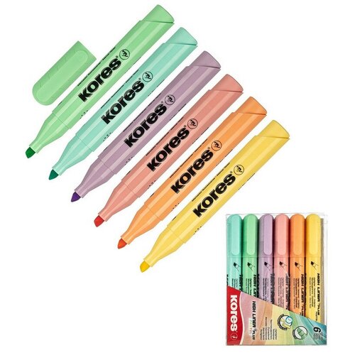 фото Набор пастельных маркеров-текстовыделителей kores high liner plus 6 цветов