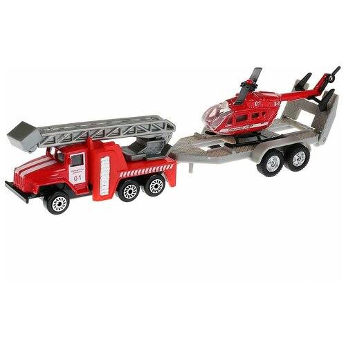 фото Набор из 2-х моделей пожарная техника, 7,5см, технопарк красные