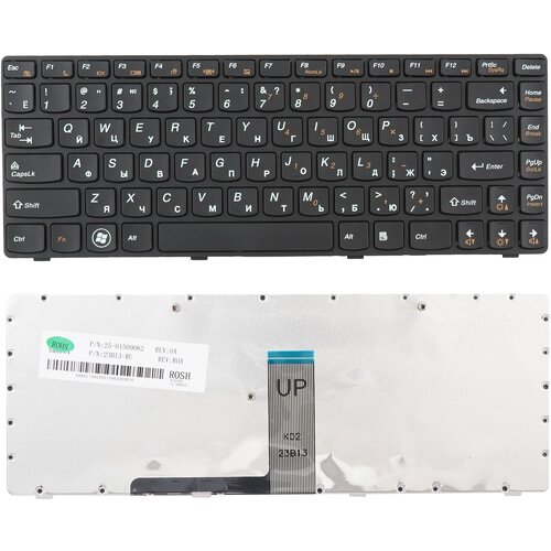 Клавиатура для ноутбука Lenovo B470, G470, G475, V470 черная с рамкой клавиатура для ноутбука lenovo u510 z710 p n 25 205530 t6a1 ru 9z n8rsc c0r topon