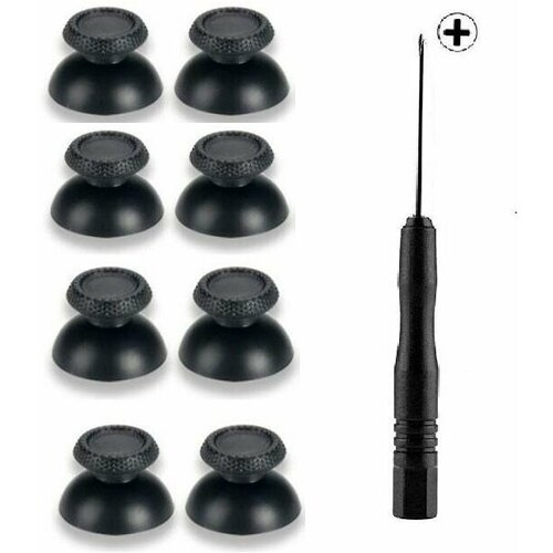 Аналоговые стики - грибки на геймпад джойстик 8 штук отвертка для 3D стиков dualsense Sony Playstation 5 ps5 черные накладки 650₽