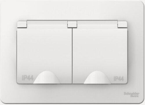 Изображение товара Розетка Systeme Electric (schneider Electric) SCHNEIDER ELECTRIC 2-ая с/з со шторками IP44, 16А, 250В SE Blanca, Белый, BLNRS441121