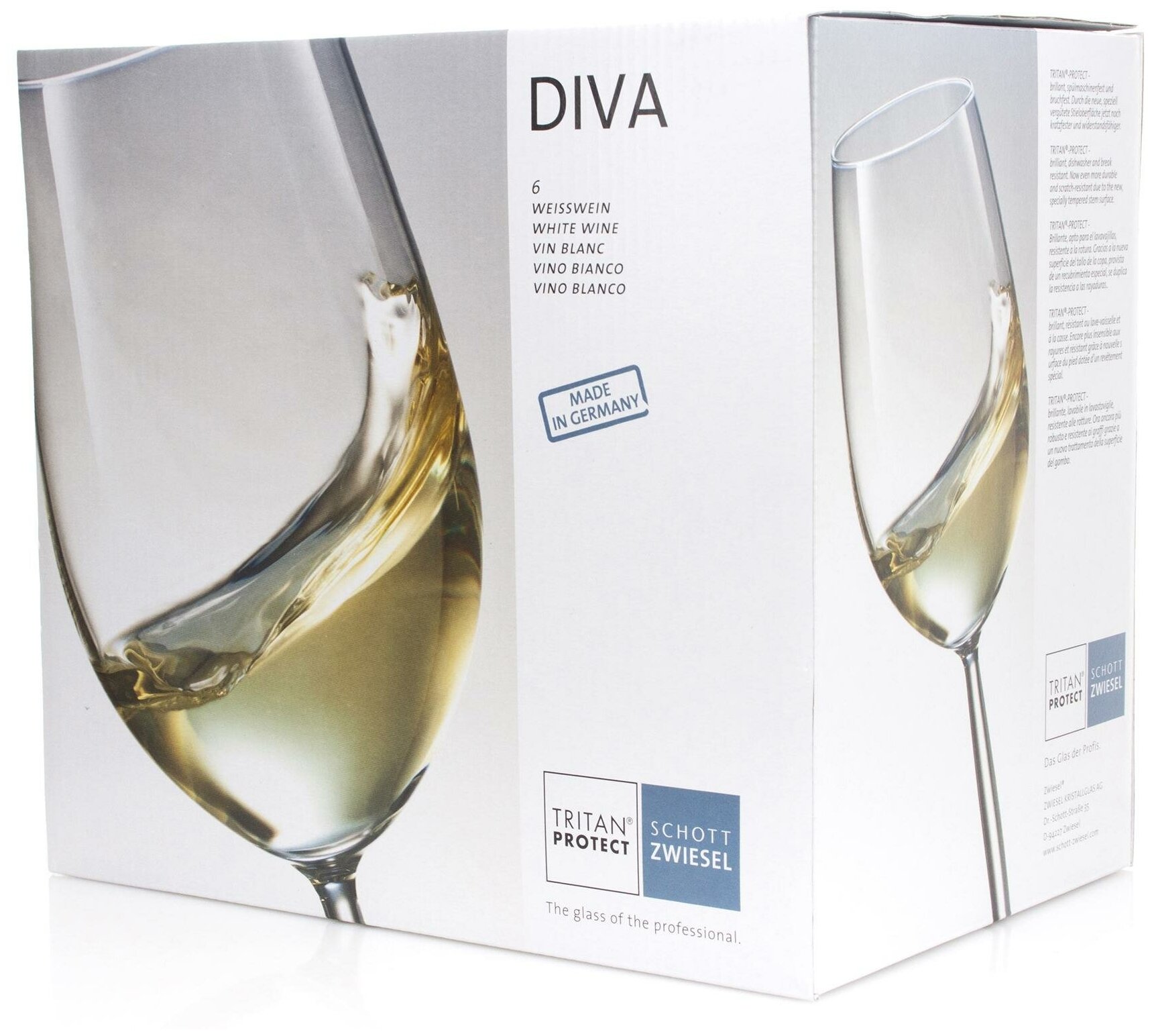 SCHOTT ZWIESEL Бокал для белого вина 300 мл, h 23 см, d 7,3 см, Diva - 6 шт.
