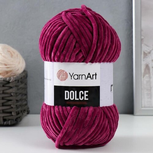 Пряжа YarnArt Dolce, 100% микрополиэстер, 120м/100г, темная фуксия, №6-8, 1 шт.