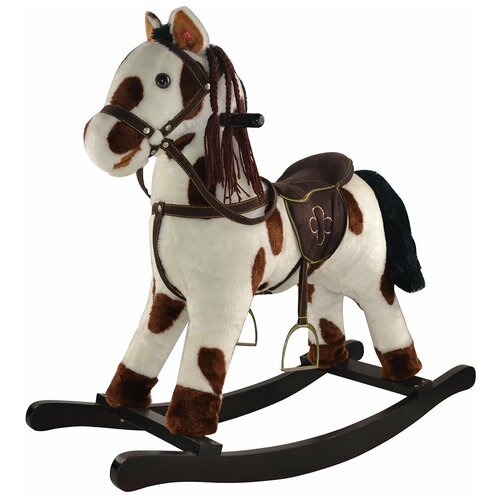 фото Качалка-лошадка pituso белый с коричневыми пятнами