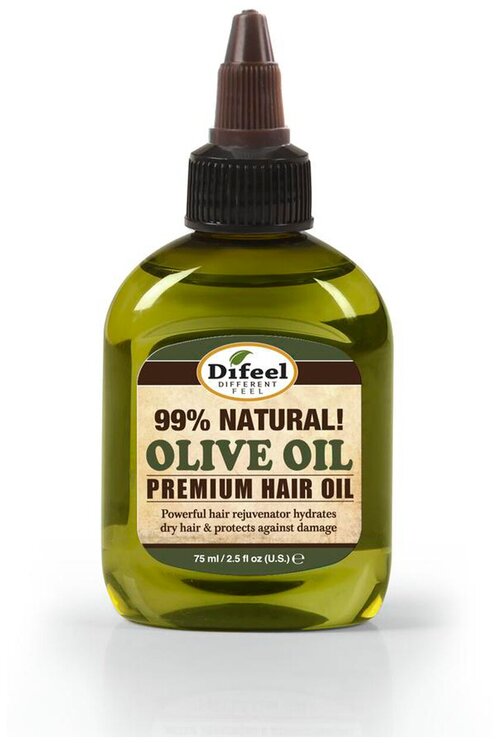 Difeel 99% Natural Olive Oil Premium Hair Oil 99% натуральное премиальное масло для волос с оливой, 75 мл