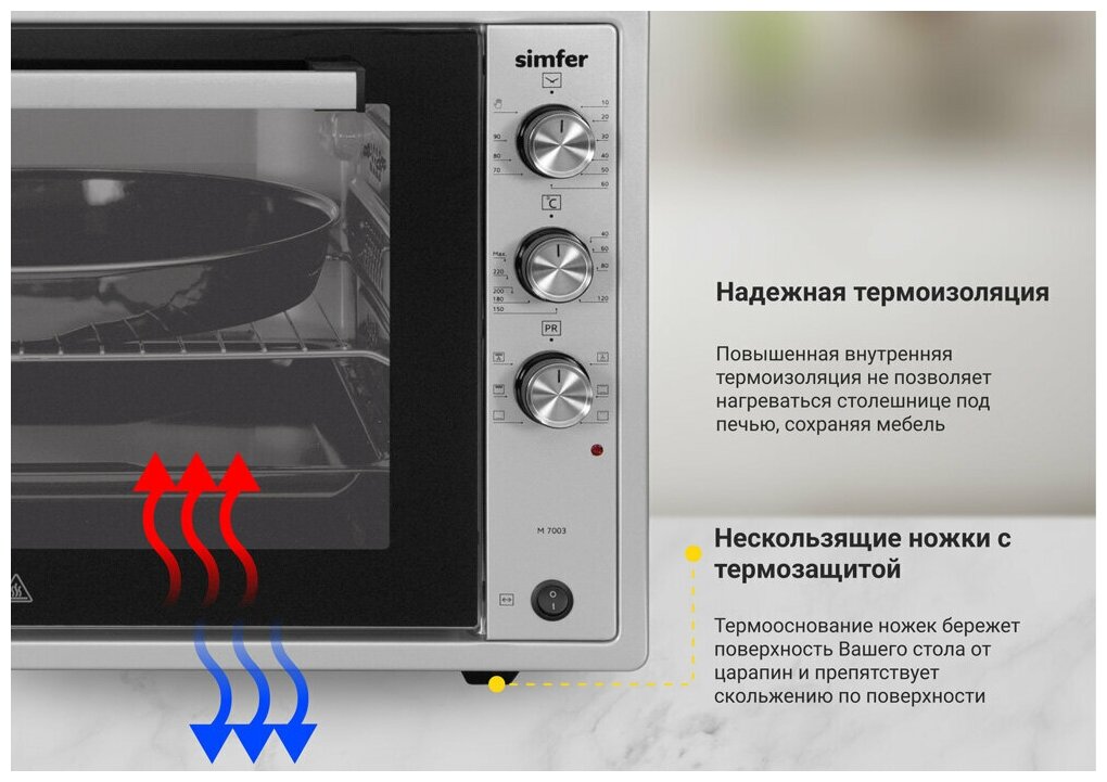 Мини-печь Simfer M7003, серия Albeni Pro XXL, 7 режимов работы, гриль, вертел, конвекция - фото №8