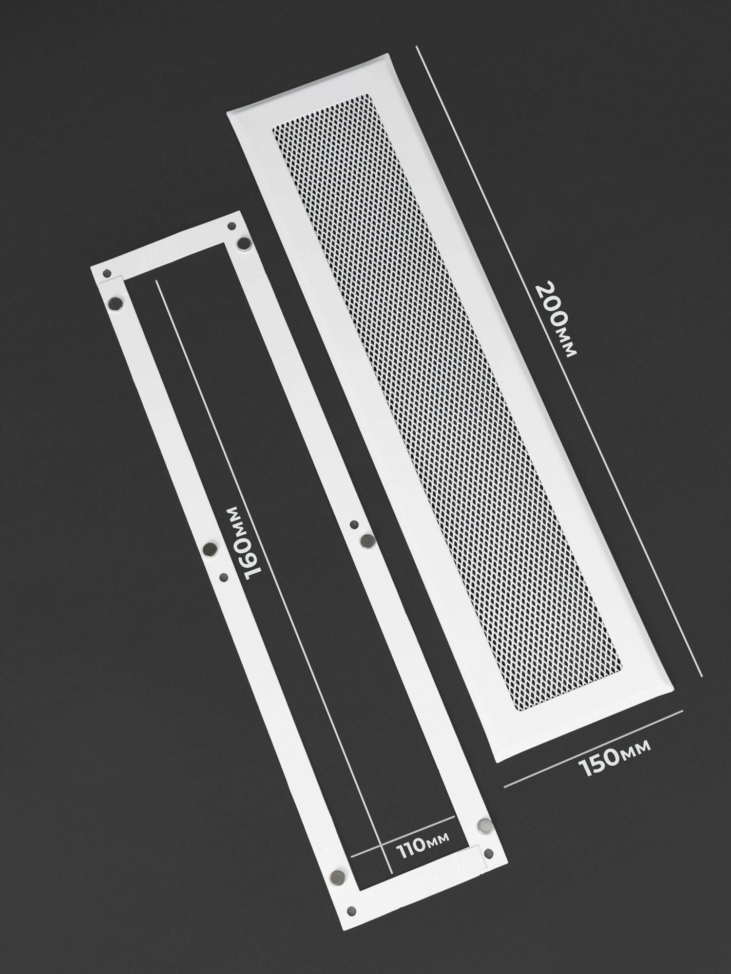 Решетка вентиляционная на магнитах съемная (РП150х200), металлическая, производство Родфер - фотография № 2