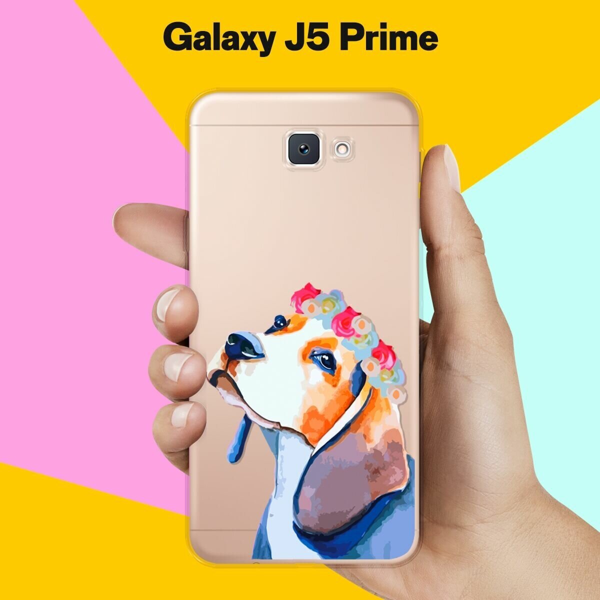 Силиконовый чехол на Samsung Galaxy J6+ Бигль с цветами / для Самсунг Галакси Джей 6 Плюс 2018