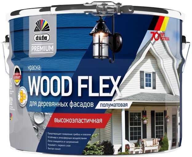 Краска в/д фасадная dufa premium wood flex для дерева база 1 2,5л белая, арт. мп00-007341