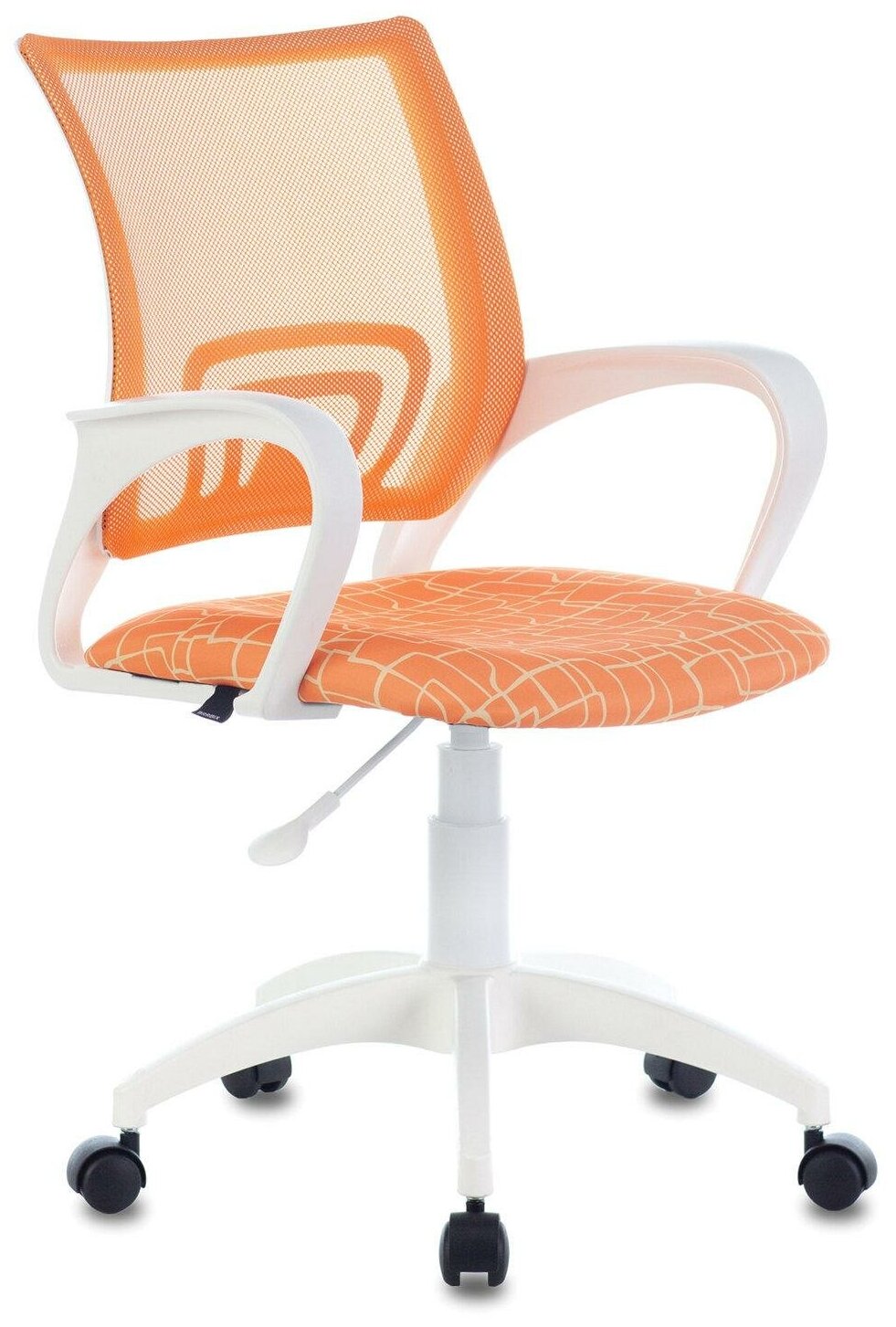 Кресло офисное Brabix "Fly MG-396W", с подлокотниками, пластик белый, сетка, оранжевое, 532401, MG-396W_532401