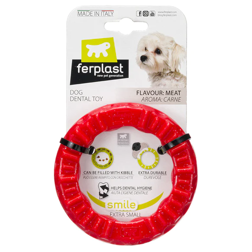 Жевательная игрушка для собак ferplast SMILE.EXTRA SMALL. С кристаллами бикарбоната, уменьшает зубной налет и зубной камень.