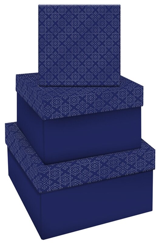 Набор квадратных коробок 3в1, MESHU «Blue style. Top. », (19.5×19.5×11-15.5×15.5×9см)