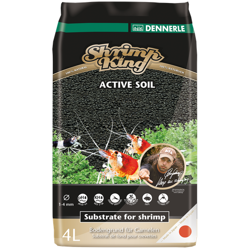 Грунт питательный для аквариума Shrimp King Active Soil 1-4 мм Dennerle (4 л) dennerle shrimp king sulawesi salt gh kh средство для подготовки водопроводной воды 200 г