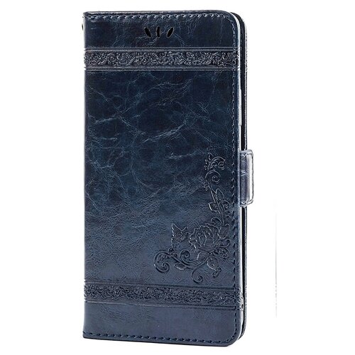 фото Чехол-книжка mypads для xiaomi mi 10 ultra из качественной импортной искусственной кожи с необычным тиснением «тематика книга в винтажном стиле» ретро синий