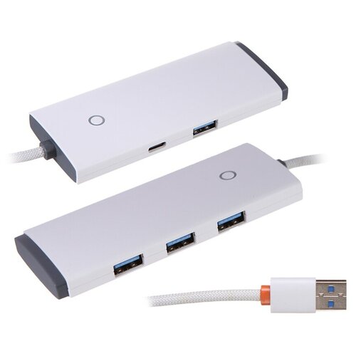 USB HUB разветвитель BASEUS Lite Series 4 в 1 USB3.0 (m) - 4xUSB3.0 (f), 25 см, белый 4 ports usb3 0 hub hi speed usb distributor for hard disk usb flash drive mouse keyboard expansion adapter laptop usb hub