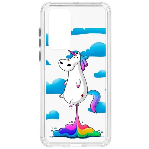 фото Чехол на huawei p40 kruche print flying unicorn