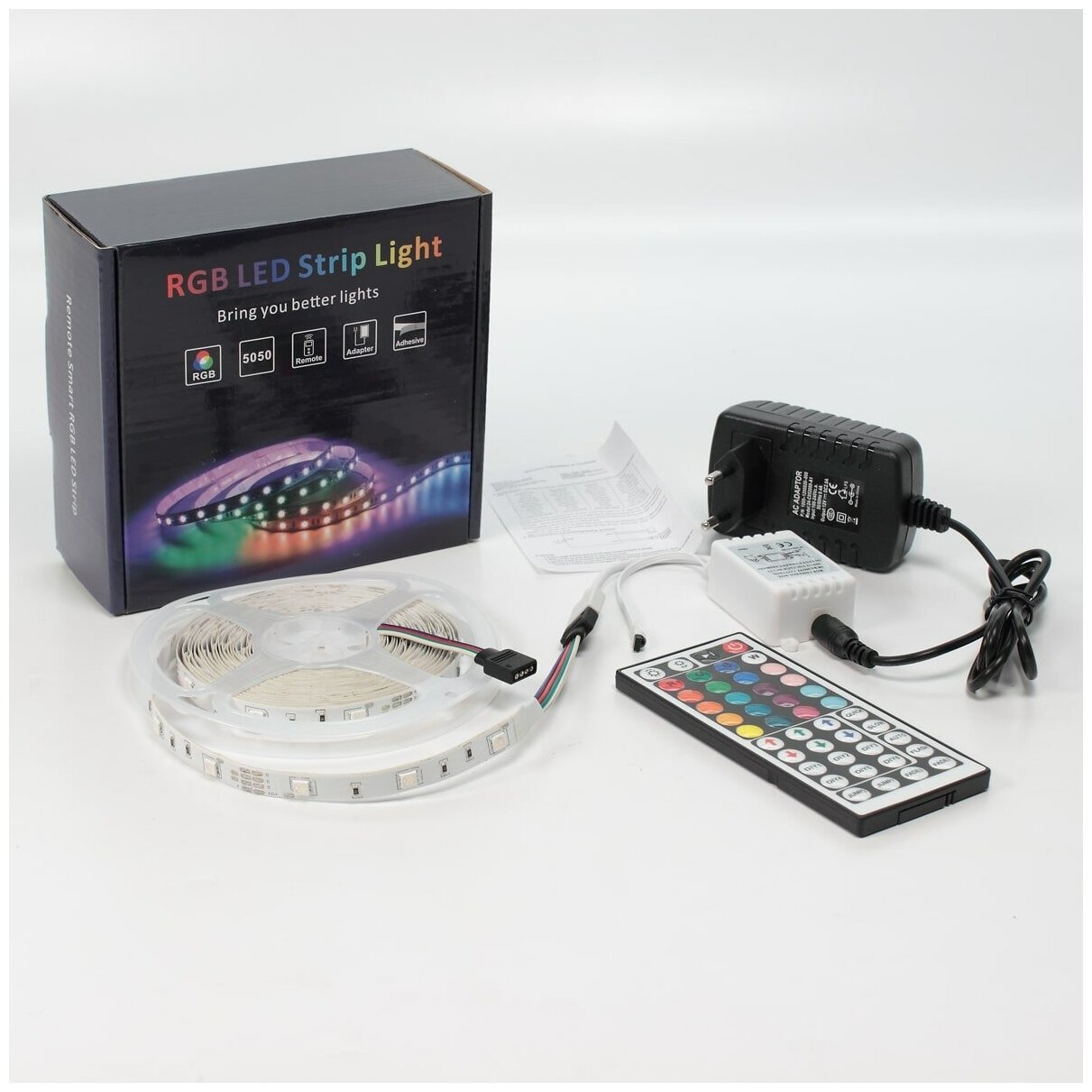 Набор светодиодной ленты 5XRGB30-A03 X13 (12V, RGB 30led/m 5m, IR, адаптер 220V, IP20)