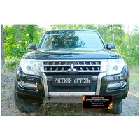 Защитная сетка переднего бампера Mitsubishi Pajero IV 2014- (рестайлинг 2)